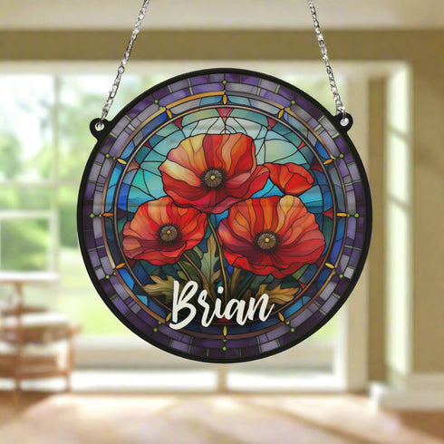 Poppy Personalised Stained Glass Effect Suncatcher